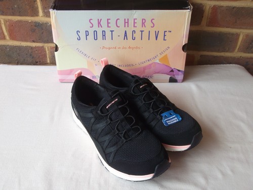 Skechers black pink trainers - skechers, black/pink